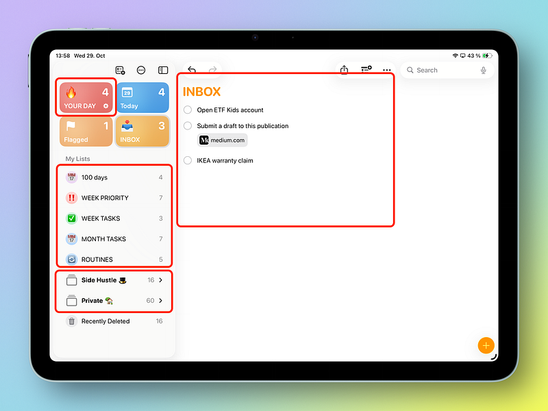 Apple Reminders productivity system