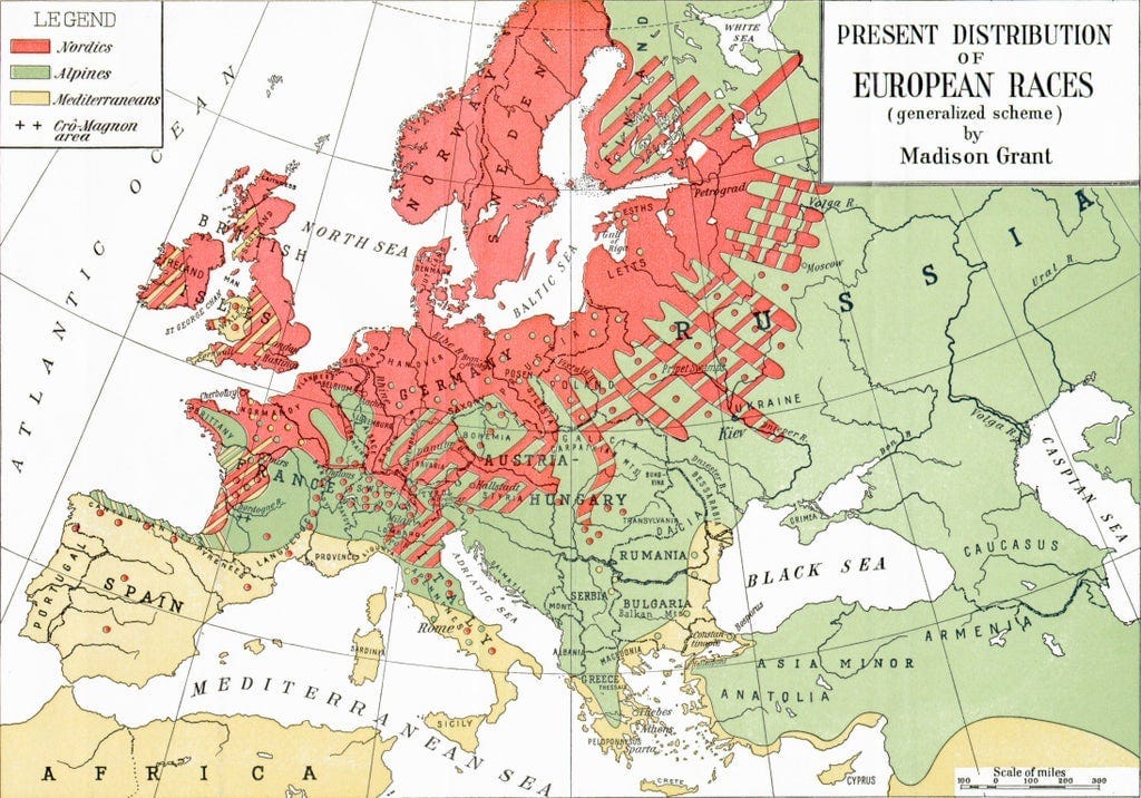 1916 map of European races : r/MapPorn