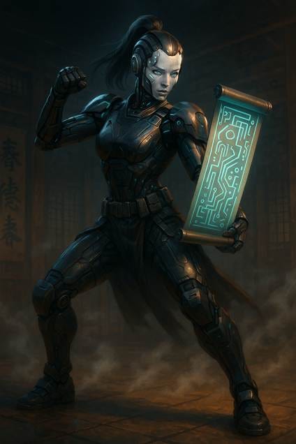 A person in a garment holding a scroll