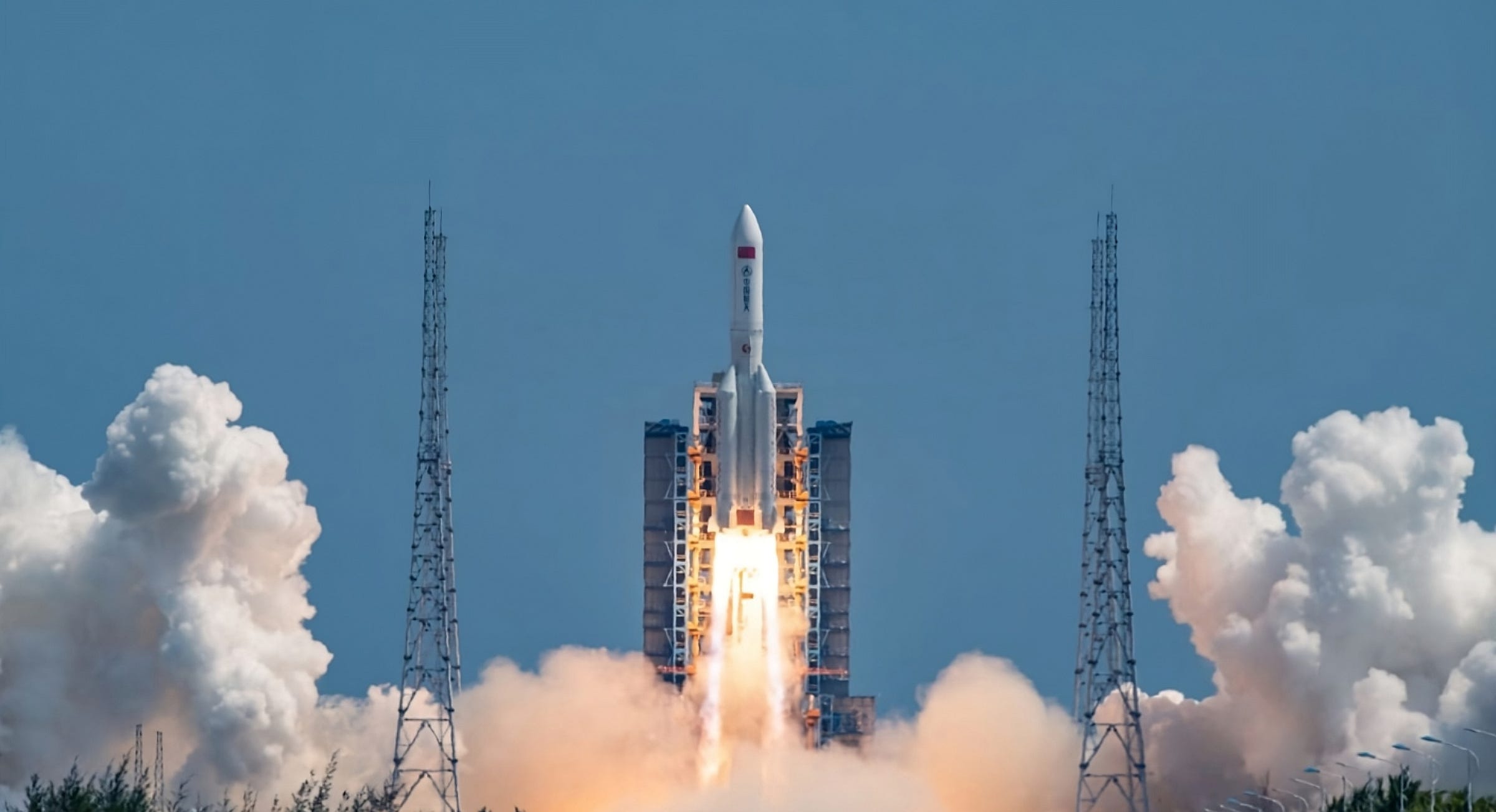 The Long March 5B Y8 launch vehicle lifting off from the Wenchang Space Launch Site.