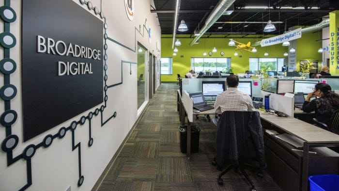 Employees inside Broadridge Financial 