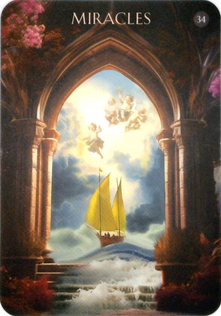 The King of Swords tarot card and the Miracles oracle card.