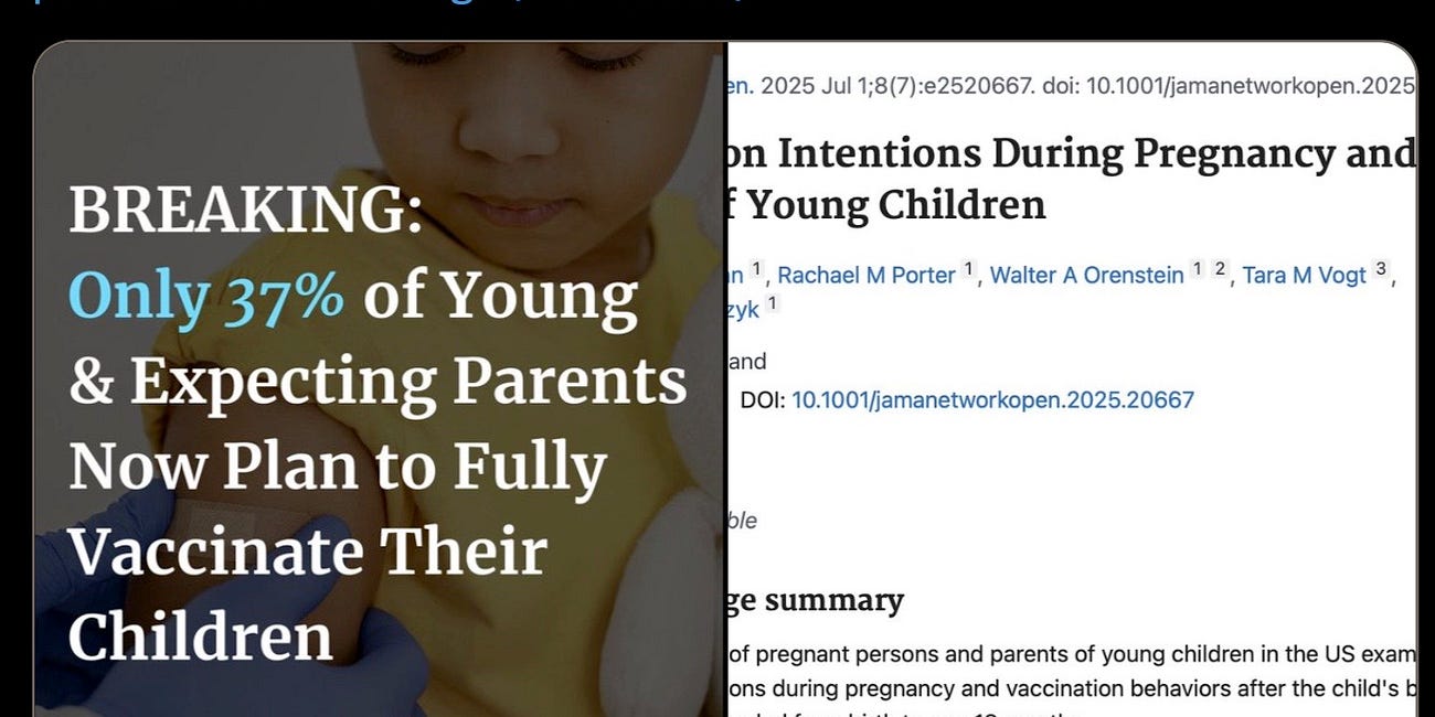 ANTIVAX SEISMIC SHIFT: Only 37% of Young and Expecting Parents Now Plan to Fully Vaccinate Their Children