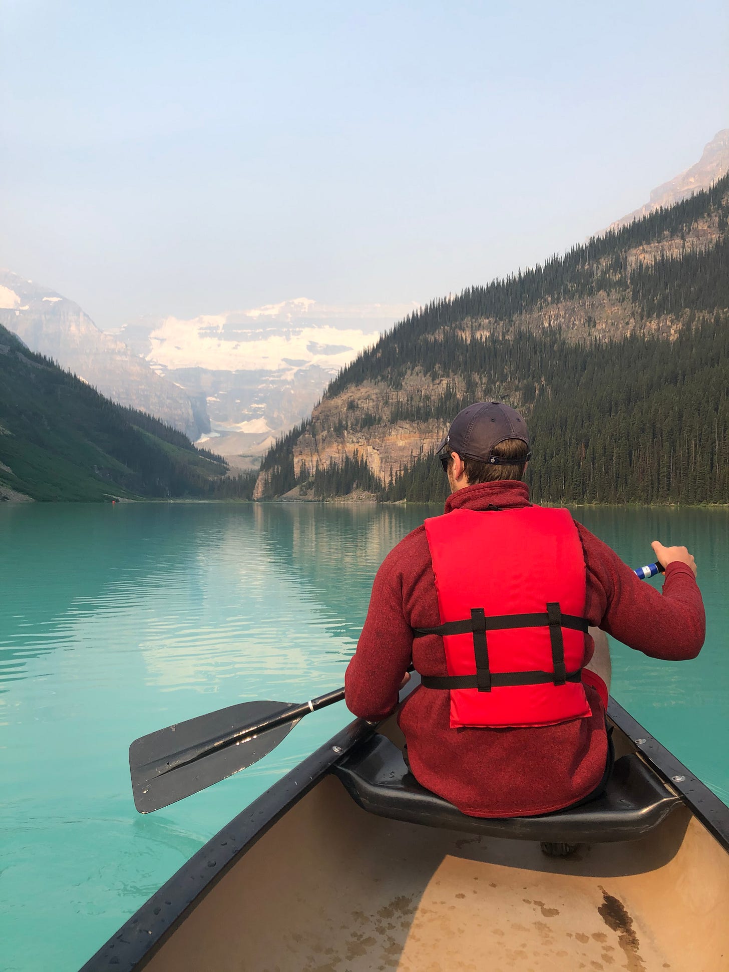 Canoeing on Lake Louise. AB, Canada. July 2021. Canoeing on Lake Louise. AB, Canada. July 2021.