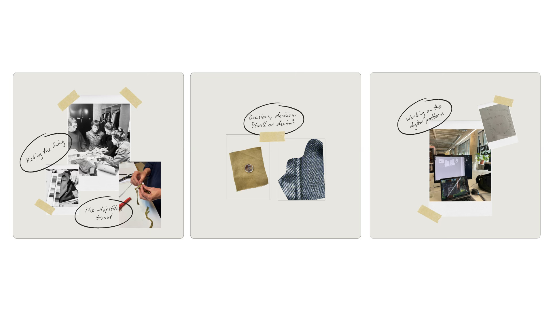 The process of making a design from concept to finished peace