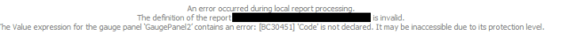 SSRS Code not declared SSRS Code not declared