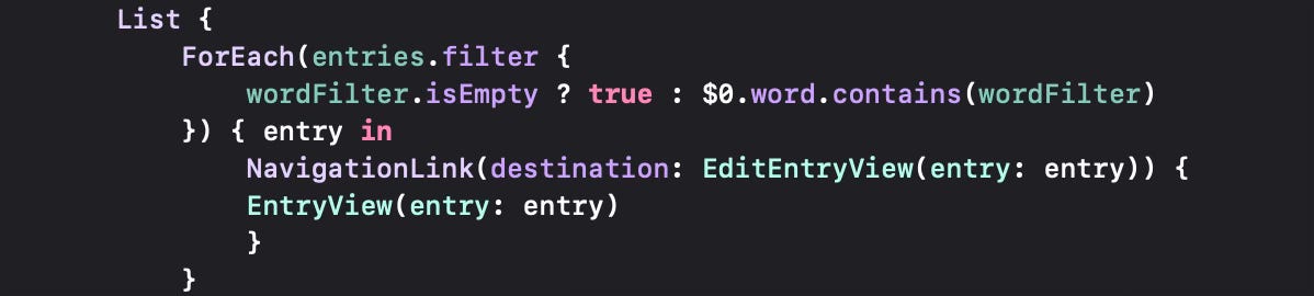 Applying filters to lists