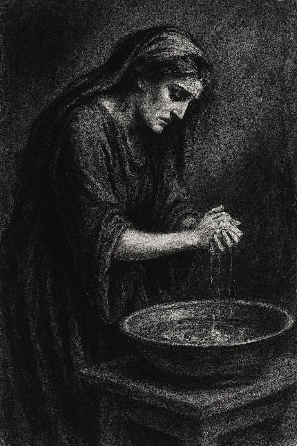 Sketch of Lady Macbeth washing her hands