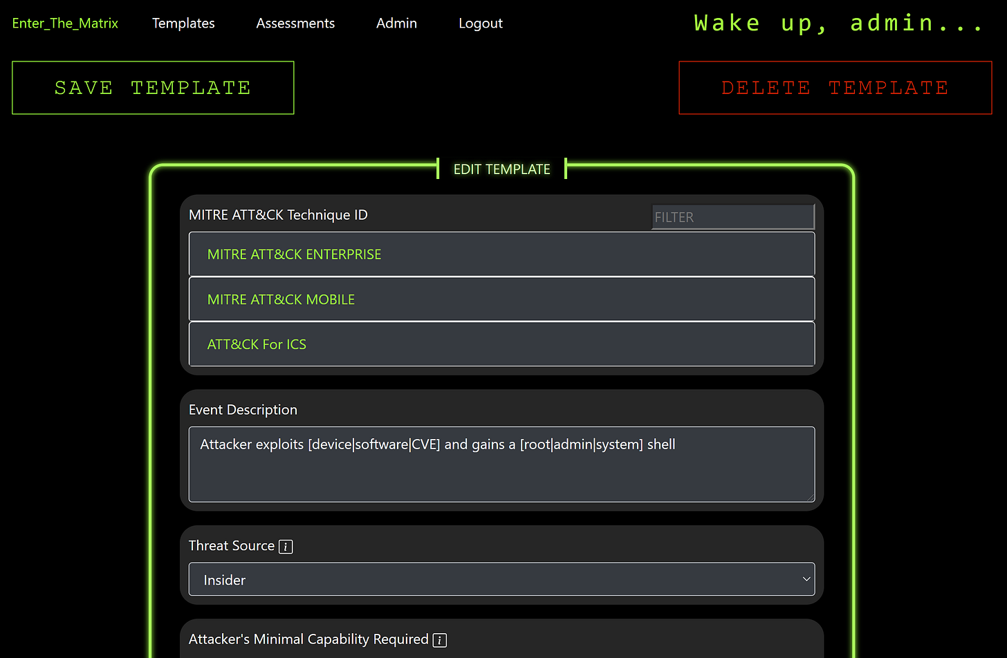 Edit Template Page