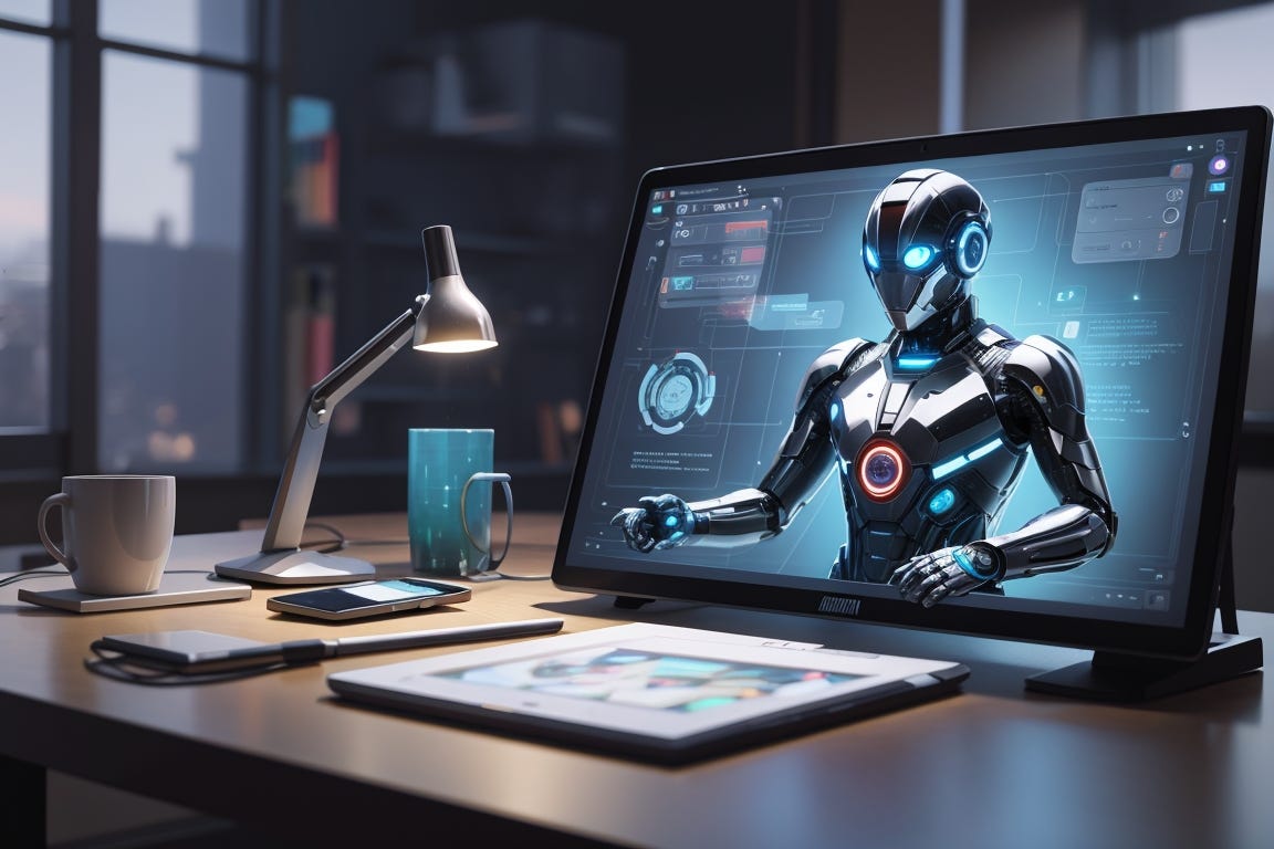 Empower your day-to-day with your very own digital companion, a modern-day Jarvis. This intelligent assistant seamlessly assists you in effortlessly accomplishing tasks, combining cutting-edge technology with a touch of sci-fi sophistication. Holographic screens surrounding the user
