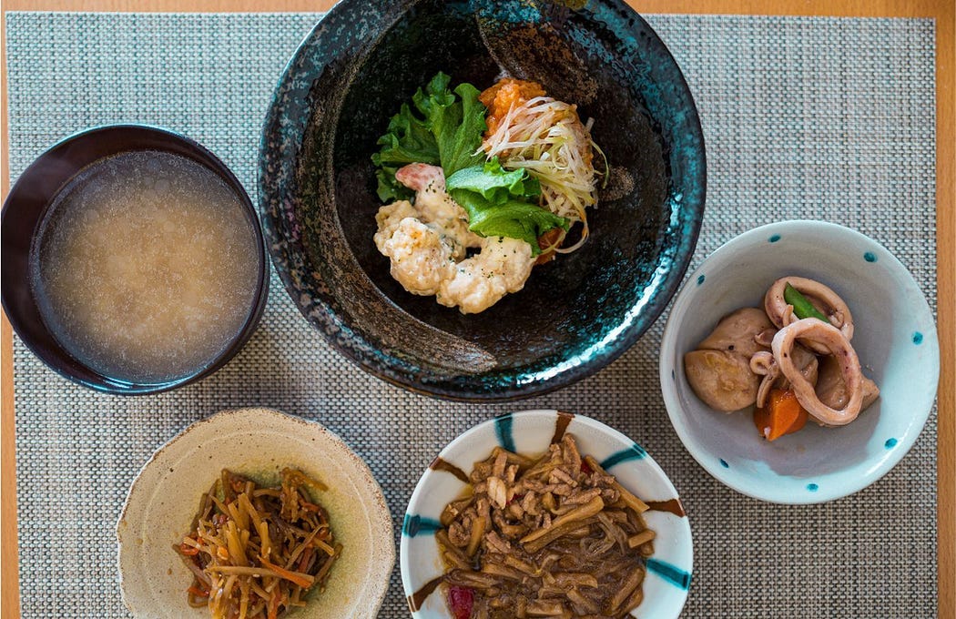 Multi-dish Japanese meal
