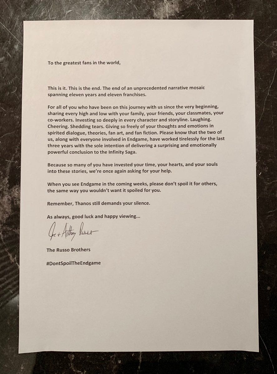 Russo brothers letter to fan about Avengers Endgame killing off Captain America. Russo brothers letter to fan about Avengers Endgame killing off Captain America.
