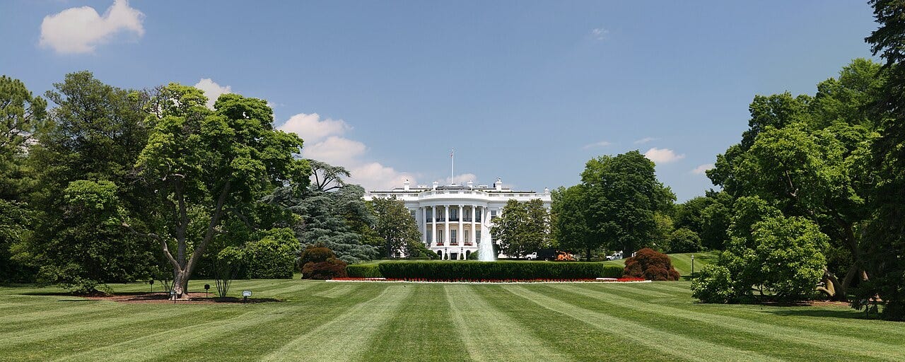 A view of the White House lawn. A view of the White House lawn.