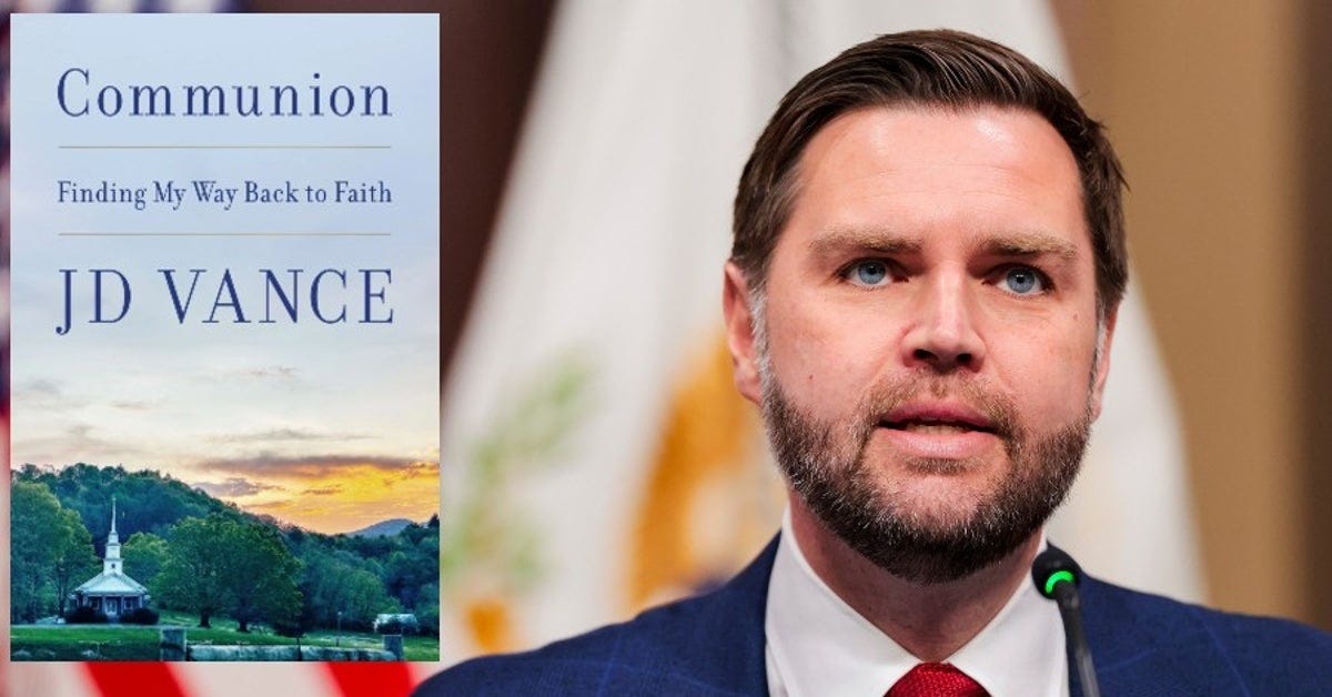 Vance's book cover contains an embarrassing blunder as he is ready to talk  about his conversion to Catholicism | The Independent