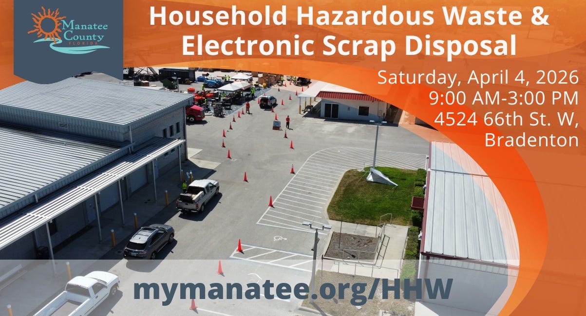 Free Household Hazardous Waste and E-Scrap Disposal Event Set for Saturday in Bradenton