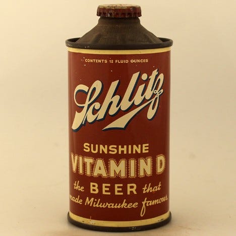 Schlitz Sunshine Vitamin D Beer 183-18 at Breweriana.com Schlitz Sunshine Vitamin D Beer 183-18 at Breweriana.com