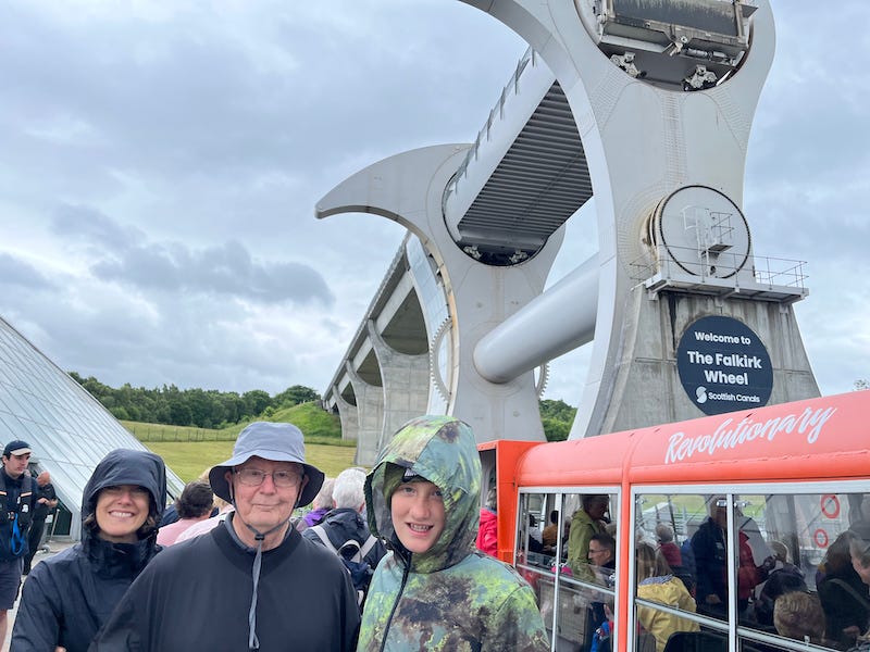 2025-4-24 Becky, John and Hudson boarding a boat, photo by author