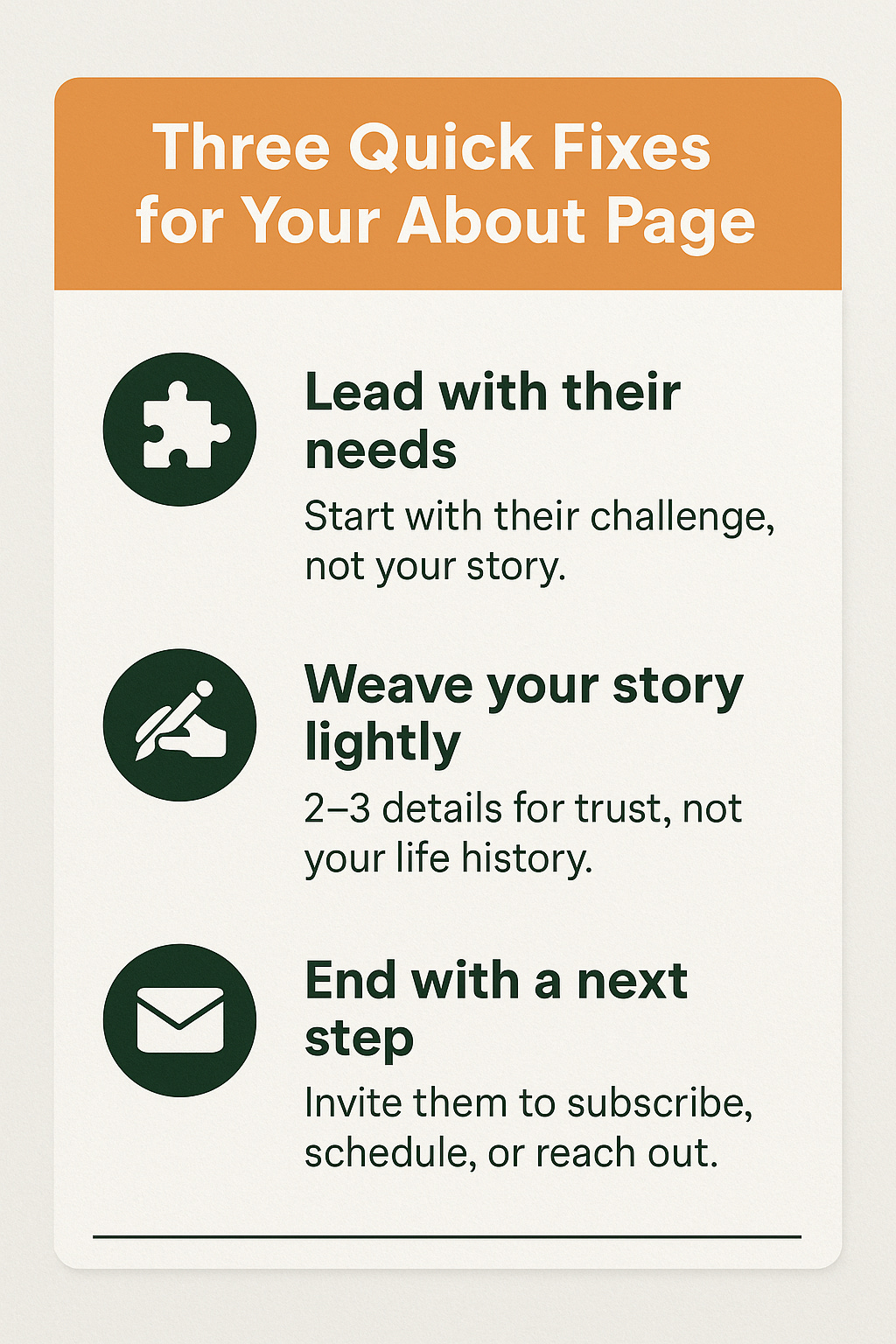Three Quick Fixes for your About Page graphic