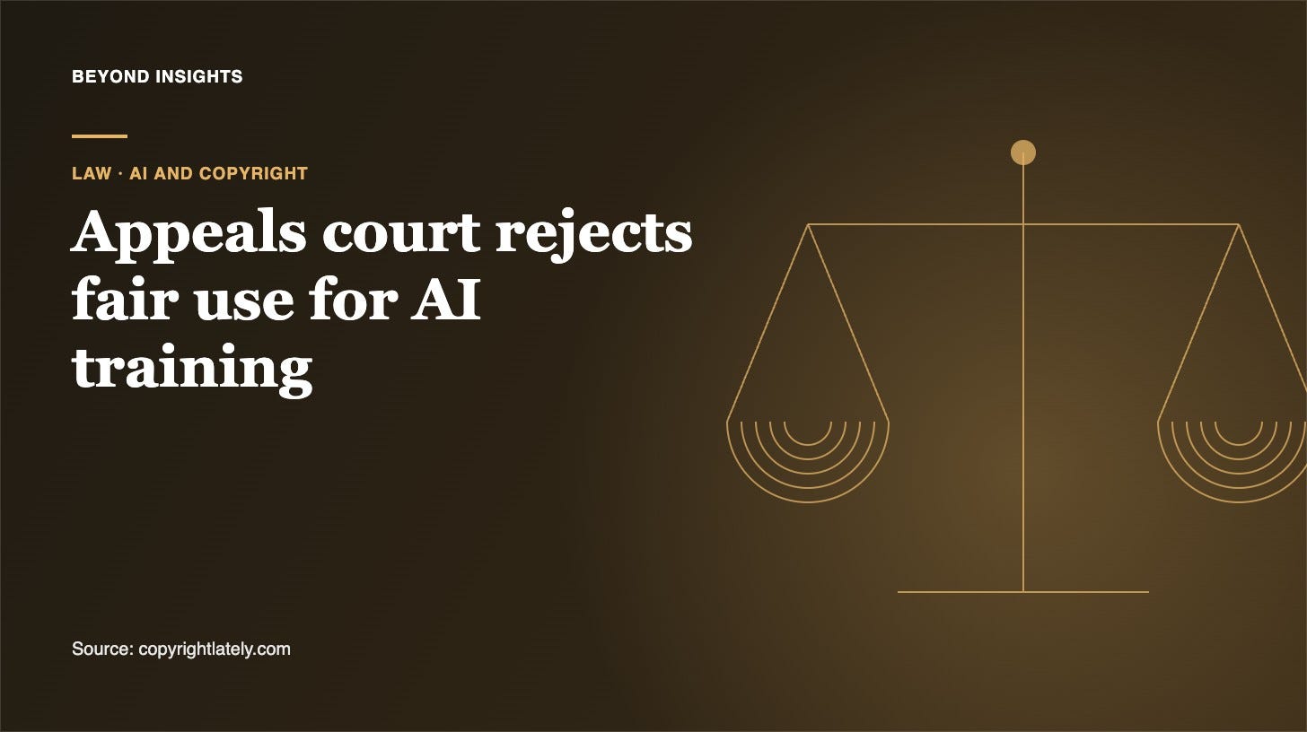 Scales illustration representing the Thomson Reuters v Ross AI copyright ruling Scales illustration representing the Thomson Reuters v Ross AI copyright ruling
