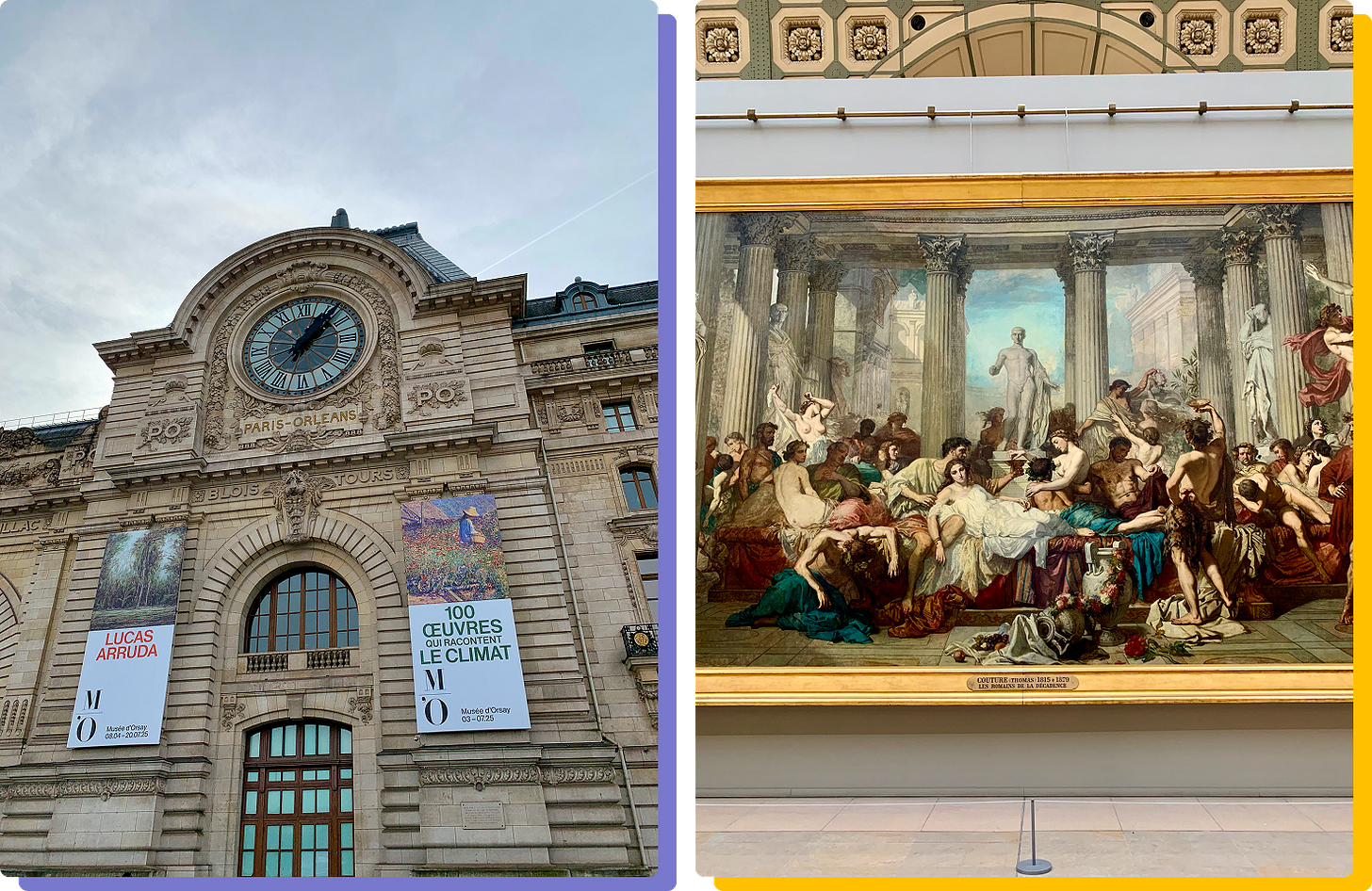 Photos of the exterior and interior of the Musée d'Orsay