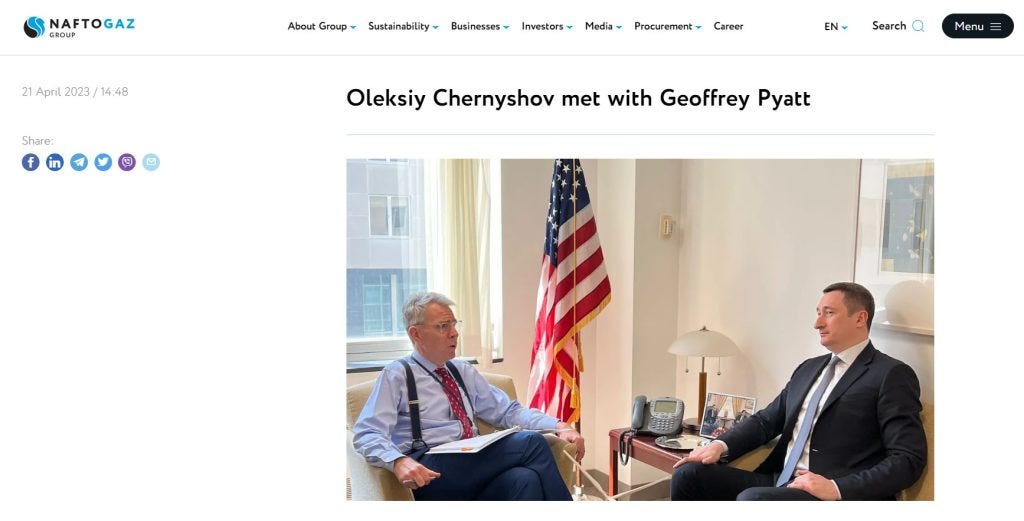 Naftogaz Ukraine Chernyshov Geoffrey Pyatt