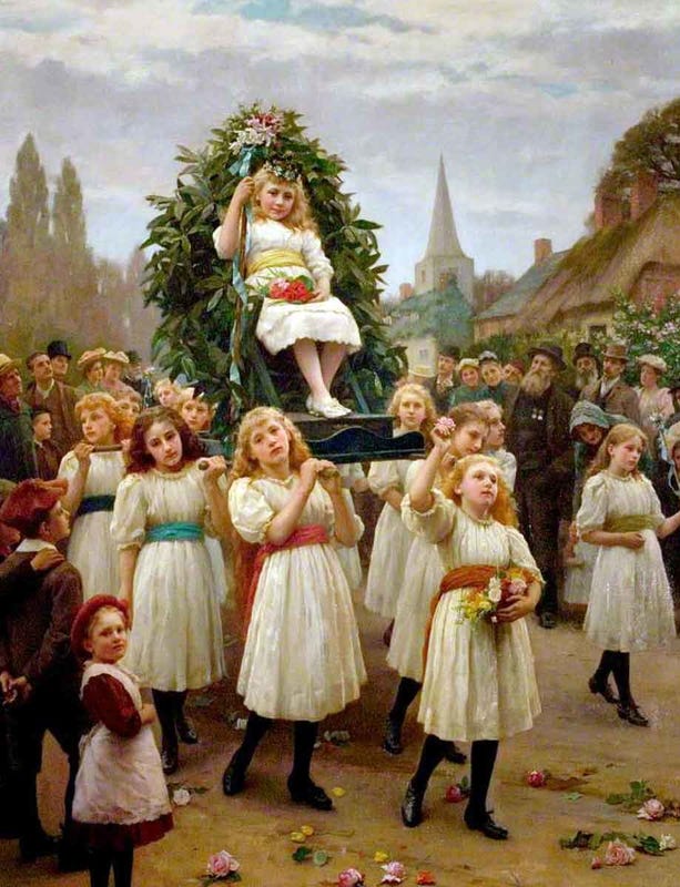 The Procession of the May Queen, by Herbert Wilson Foster (1846–1929). Source: Rushcliffe Borough Council/Art UK