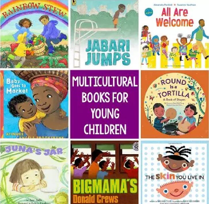 picture of the covers of 8 multicultural books for children