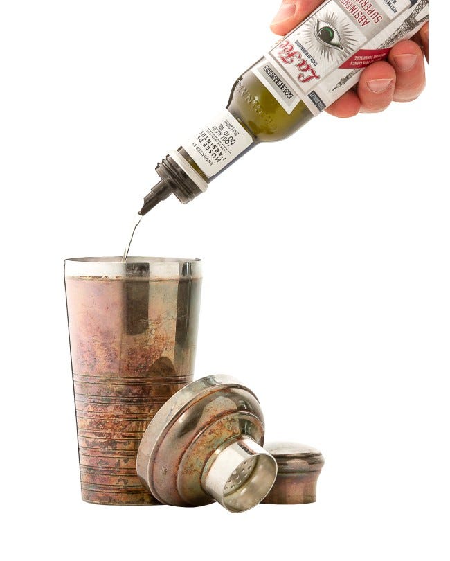 La Fee pourer bottle and cocktail shaker