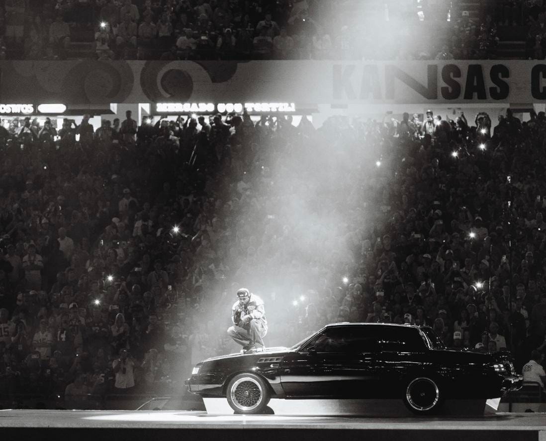 Lookup “GOES HARD” and you fill find retrieve a still from Kendrick Lamar's Super Bowl halftime show with his iconic squat on the hood of a GNX.