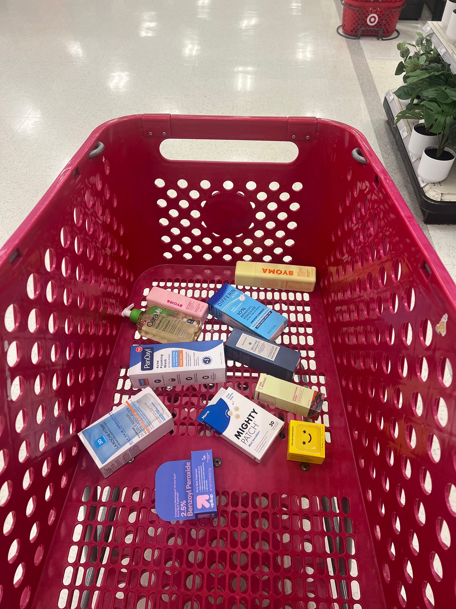 A target cart filled with teenage skincare buys A target cart filled with teenage skincare buys