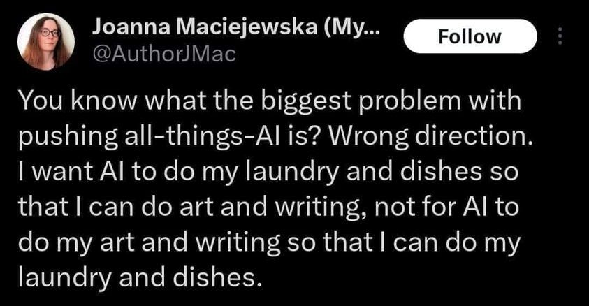 Tweet about AI by @AuthorJMac