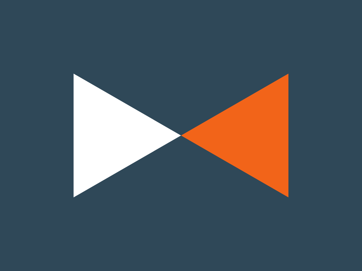 blue background with two triangles facing each other