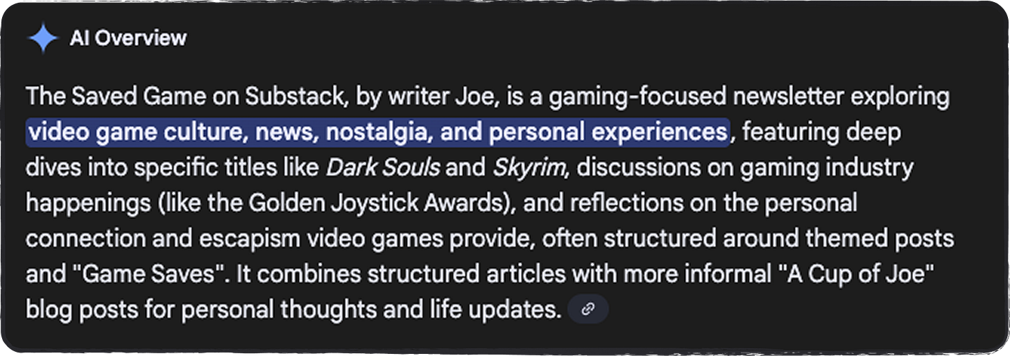 An image showing Google's AI Overview when I looked up my publication!