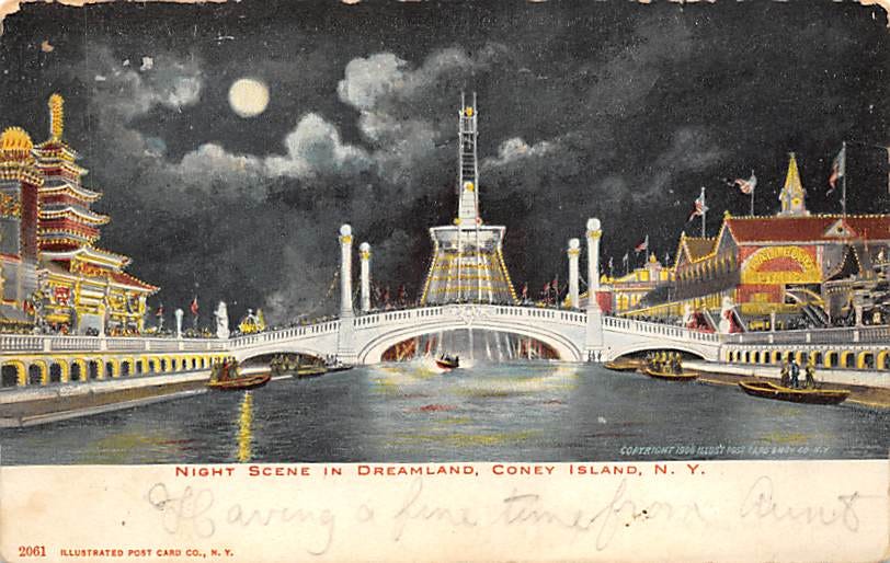 Night Scene In Dreamland Coney Island, New York USA Postcard |  OldPostcards.com