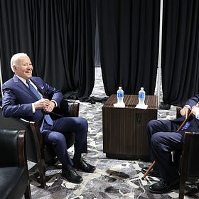 Former US senator Larry Pressler 'reminisces' with Joe Biden during Sioux Falls visit