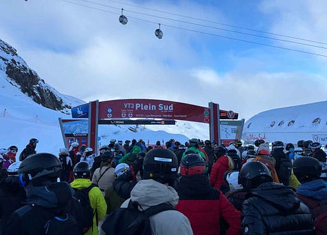 Snowday - anticipation, first lift of the day