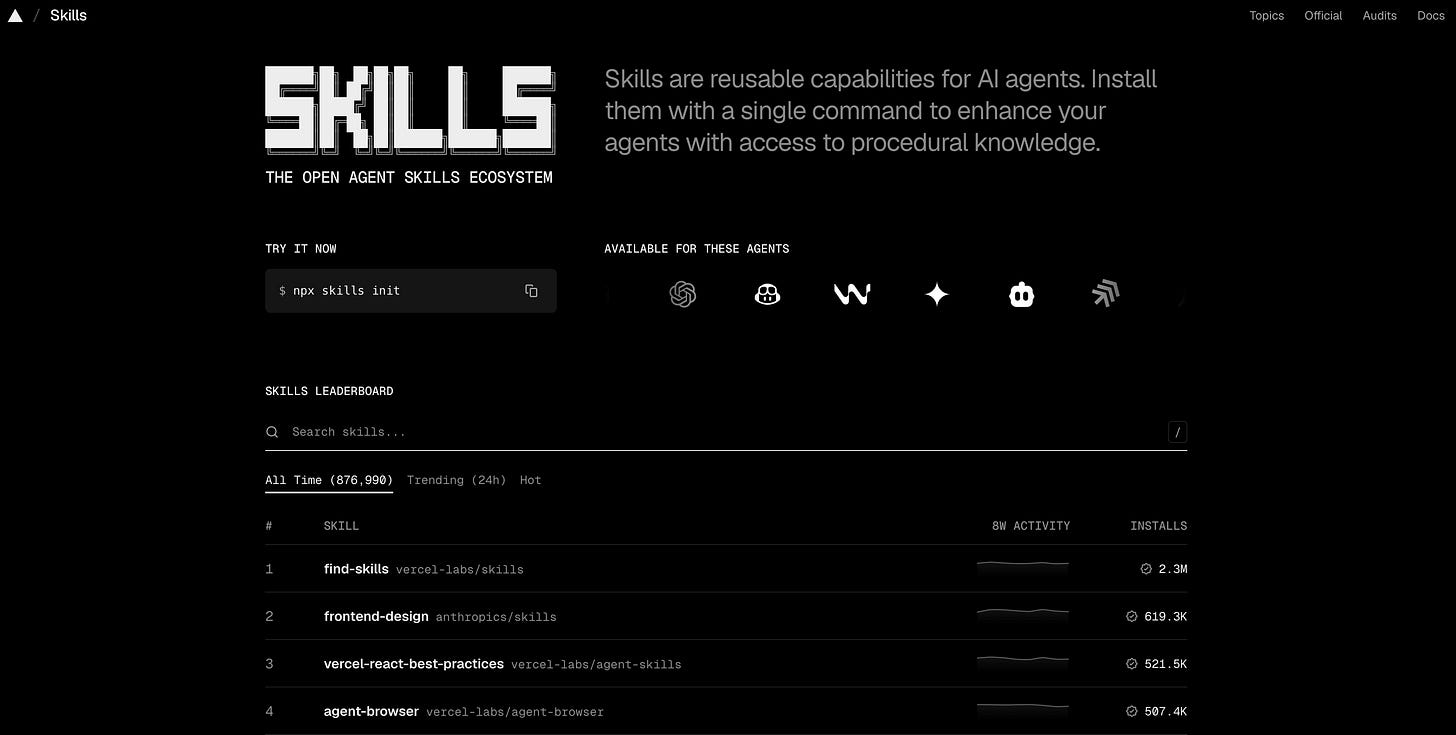 skills.sh open directory homepage with community Claude Skills skills.sh open directory homepage with community Claude Skills
