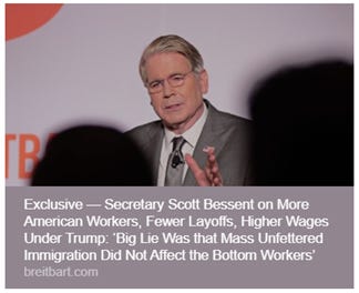The image depicts Scott Bessent discussing the impact of the Trump administration, highlighting fewer layoffs, higher wages, and the misleading claim about immigration's effect on low-wage workers. AI-generated content may be incorrect. The image depicts Scott Bessent discussing the impact of the Trump administration, highlighting fewer layoffs, higher wages, and the misleading claim about immigration's effect on low-wage workers. AI-generated content may be incorrect.