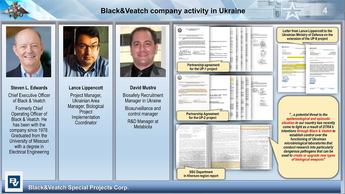 Black & Veatch prime contractor DTRA relationship established, along with program and project level responsibilities defined and characterized. Noteworthy, start date appears to be immediately subsequent to Ukrainian “2014 Revolution”, see below. Black & Veatch prime contractor DTRA relationship established, along with program and project level responsibilities defined and characterized. Noteworthy, start date appears to be immediately subsequent to Ukrainian “2014 Revolution”, see below.