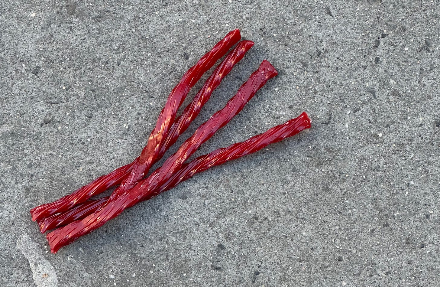 red vines on the sidewalk 