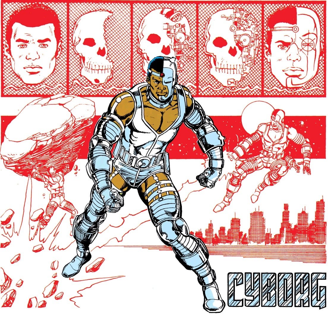 Cyborg by George Pérez & Romeo Tanghal – @dianaof-themyscira on Tumblr