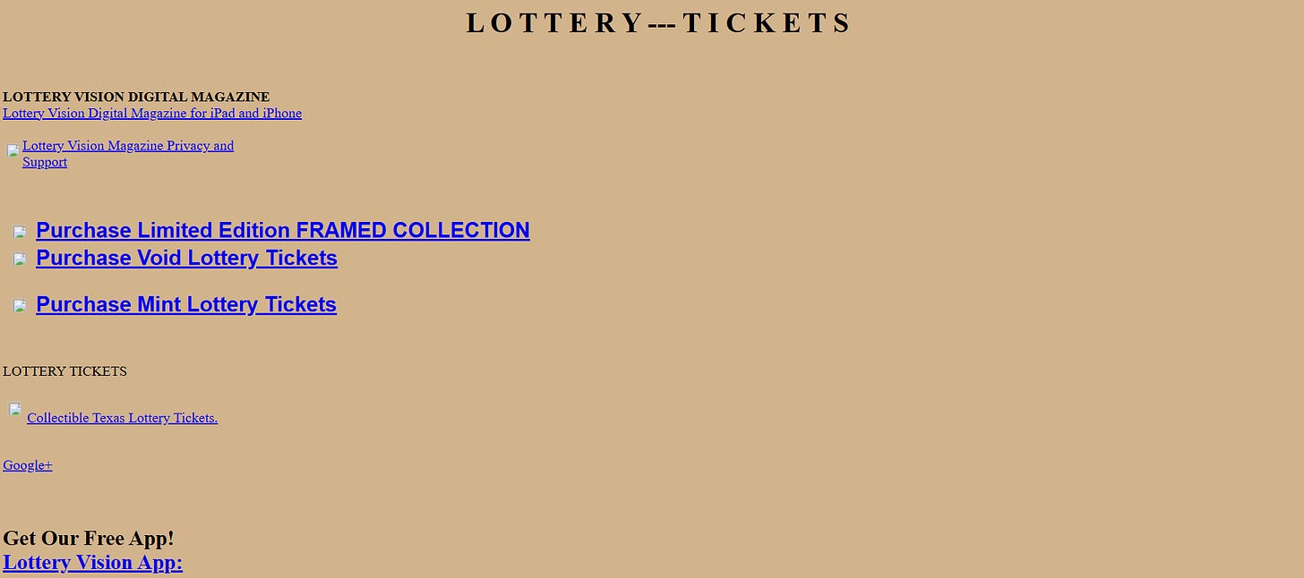Screenshot of the painfully drab lotology.com website home page