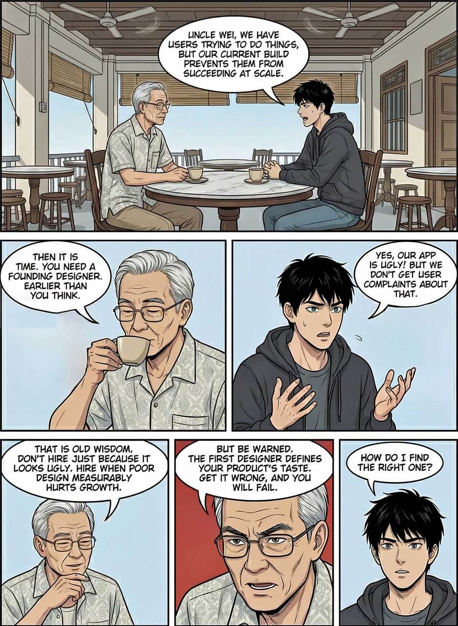 A comic page of two people sitting at a table

AI-generated content may be incorrect.