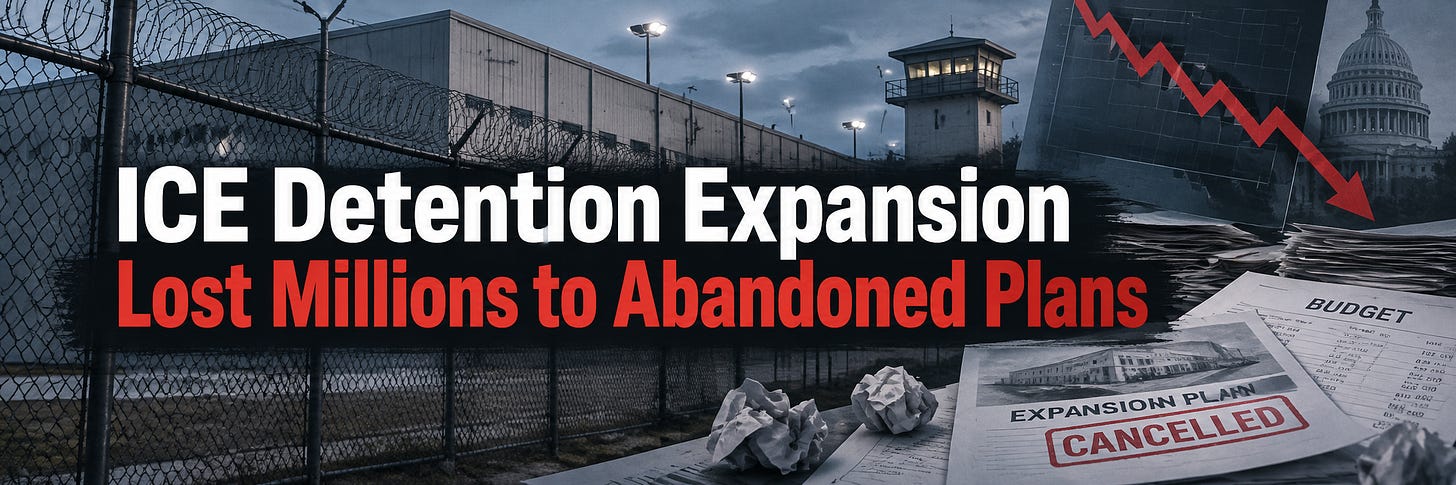 ICE Detention Expansion Lost Millions to Abandoned Plans. ICE Detention Expansion Lost Millions to Abandoned Plans.