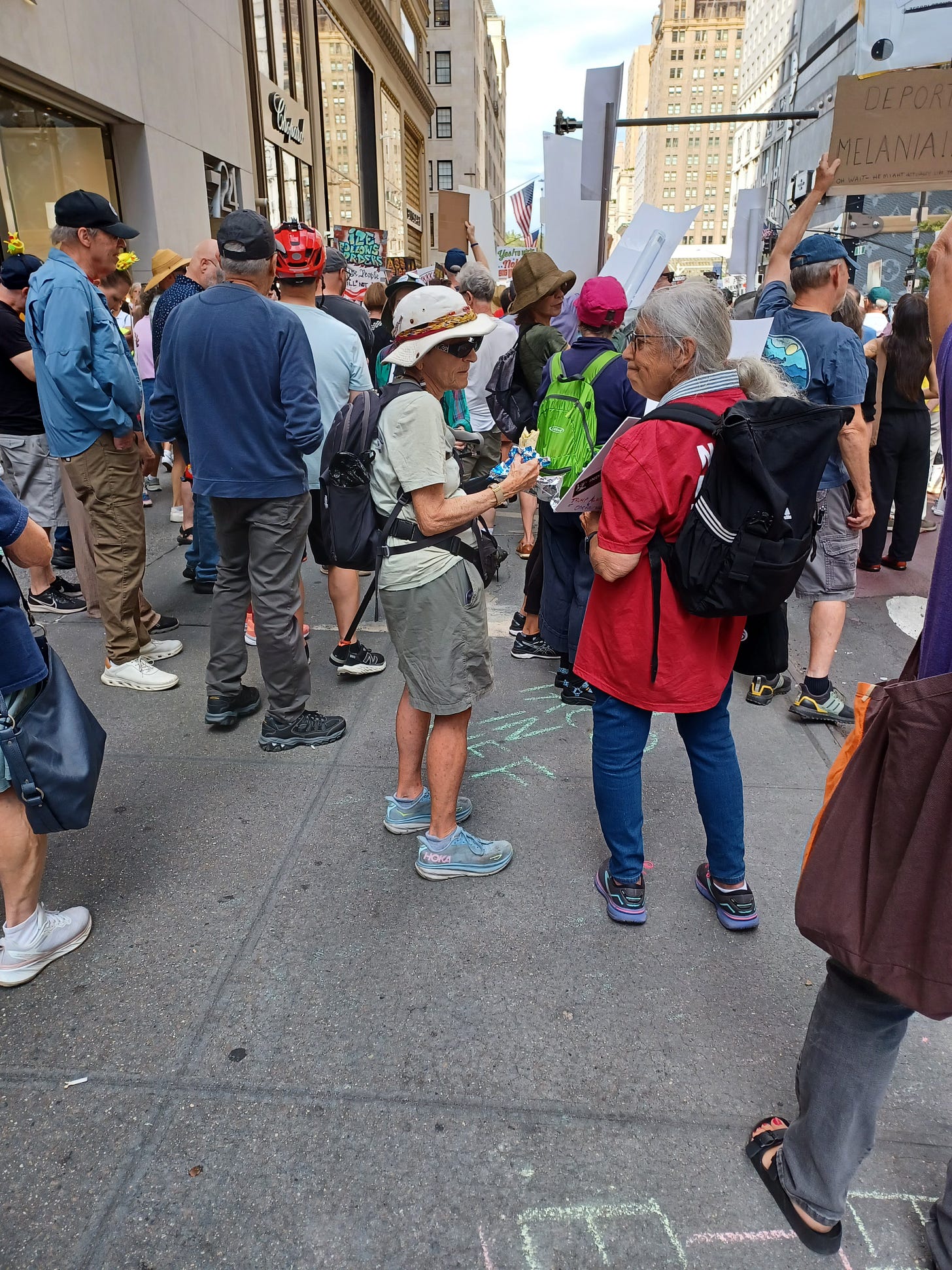 Protesters eat tacos on Labor Day across from Trump Tower in Manhattan, September 1, 2025