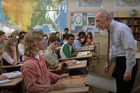 Sean Penn and Jennifer Leigh with pizza in Fast Times at Ridgemont High (1982) | Film Flavor: A Newsletter Surveying Food in Film
