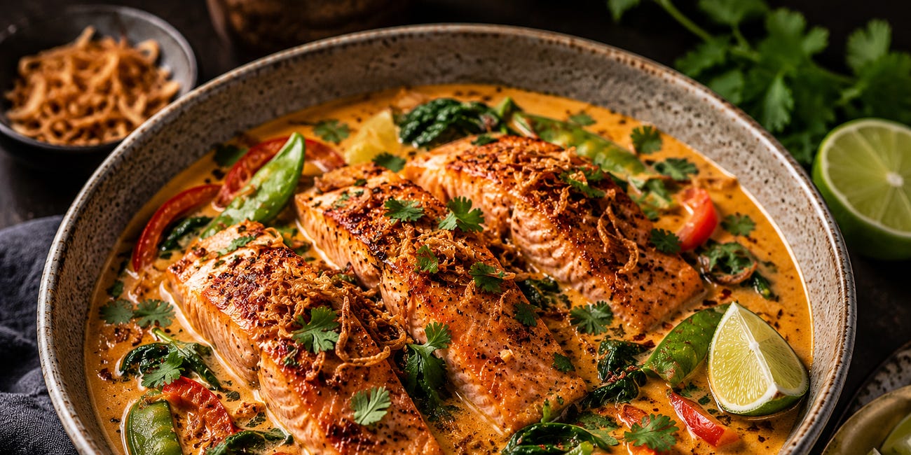 Coconut Curry Salmon with Crispy Shallots