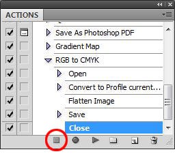 Stop recording action to convert to CMYK in Photoshop Stop recording action to convert to CMYK in Photoshop