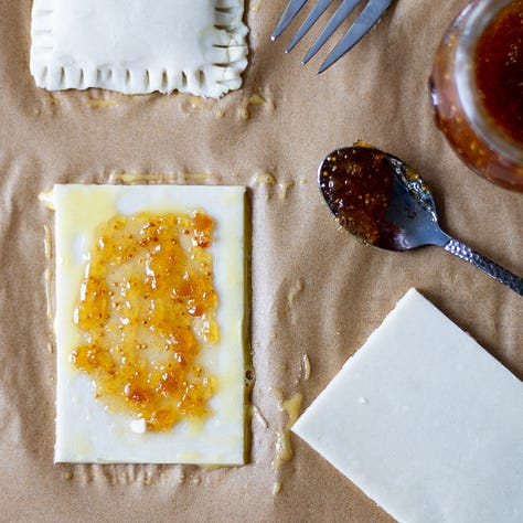 Homemade toaster pastries from pie crust and jam.