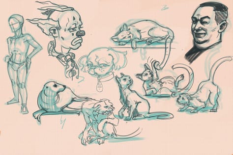 More limp-wristed sketches, there is a decent cat doodle in there though.